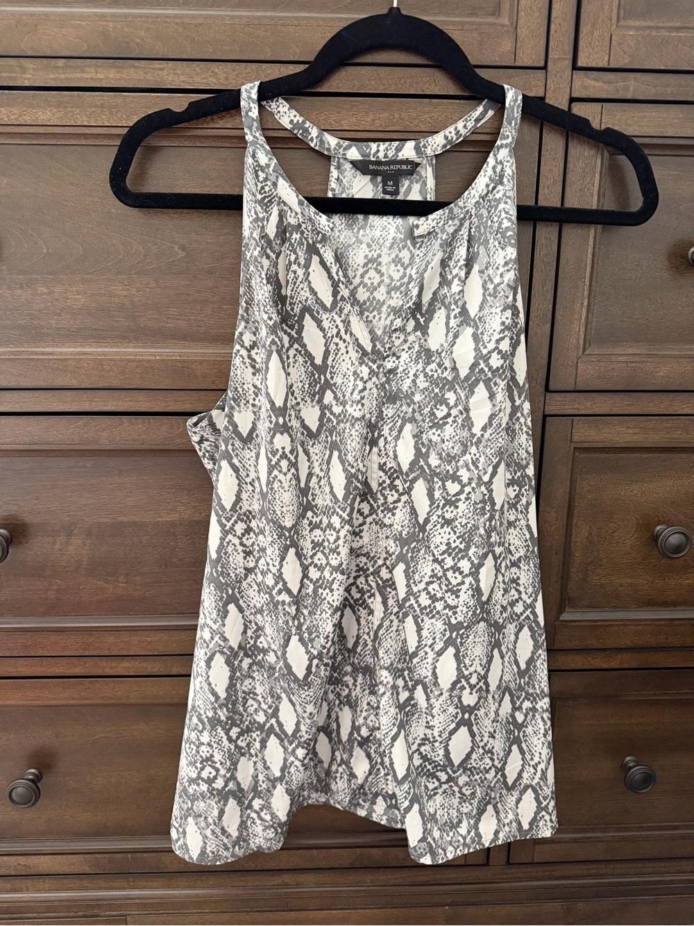 Banana Republic Gray & White Snake-Print Racerback Tank